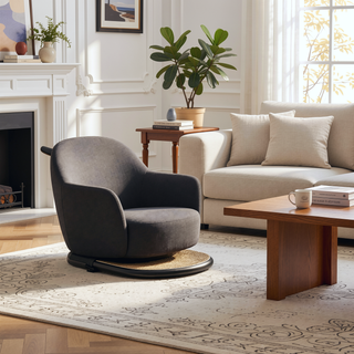 Sunvega Modern Industry Chic Cane Dining Chair Set of 2 with Tall Round Backrest