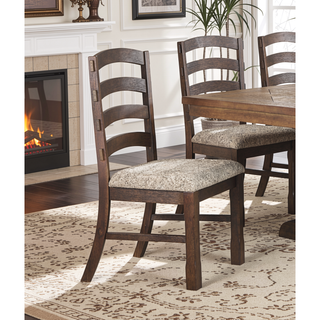 Sunvega Rustic Brown Finish Wooden Frame Dining Chairs with Gray Padded Seat Cushion