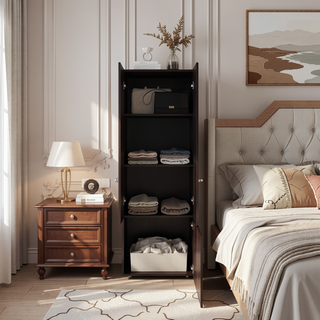 Sunvega Three-Door Cabinet with Three Shelves for Organizing Clothes and Linens
