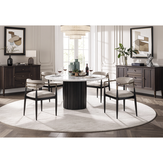 Sunvega Beige and Black Armchair with Open Back and Straight Leg Design