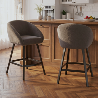 Sunvega Upholstered Bar Stool with Soft Backrest and Armrest for Kitchen Island