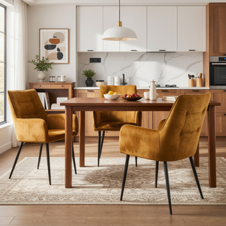 Sunvega Modern Velvet Dining Chairs with Soft Cushioned Seats and Iron Frames