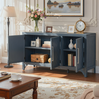 Sunvega MDF and Pine Veneer Sideboard Cabinet with Adjustable Shelves for Living Rooms