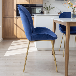 Sunvega Chic Wingback Side Chair with Plush Velvet Upholstery and Gold Metal Legs