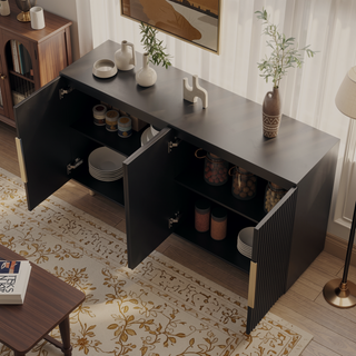 Sunvega Modern Fluted Sideboard with Adjustable Shelves for Living Room Storage