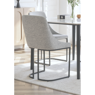 Sunvega Contemporary Curved Metal Frame Upholstered Dining Chairs in Gray 2pc Set