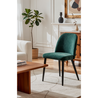 Sunvega Dark Green Fabric Armless Chair with Metal Legs for Kitchen Restaurant Living Room