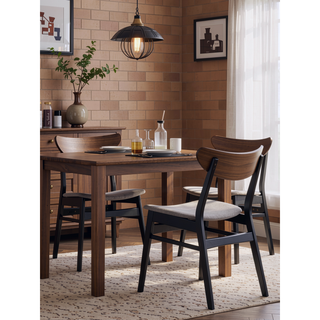 Sunvega Rectangular Walnut Finish Dining Table with Wooden Top and Legs