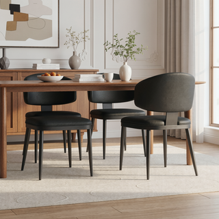 Sunvega Modern PU Leather and Metal Dining Chairs Set of 2 for Kitchen Dining Room