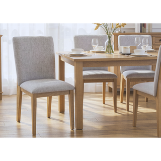 Sunvega Set of 2 Gray Linen Fabric Armless Dining Chairs with Cushioned Seat
