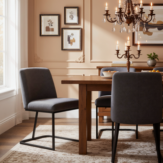 Sunvega Modern Upholstered Faux Leather Dining Chair with Black Metal Base
