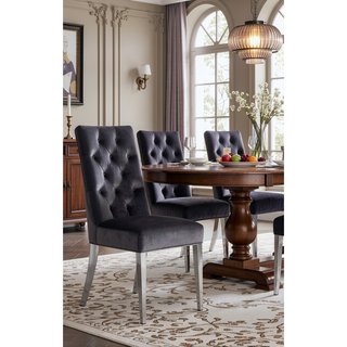 Sunvega Modern Velvet Upholstered Dining Chair Set with Tufted Back and Gold Legs