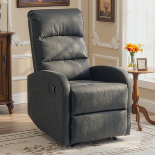 Sunvega Contemporary Faux Leather Recliner Chair with Tufted Backrest and Manual Recline