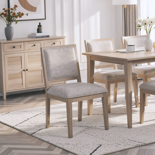 Sunvega Modern Tawny Brown Dining Side Chairs with Ornamental Sunken Panels