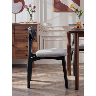 Sunvega Gray Linen Upholstered Side Chairs with Padded Seat Cushion Set of 2