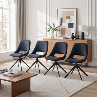 Sunvega Modern PU Leather Swivel Dining Chairs Set of 2 with Auto-Return and High Back
