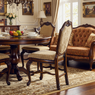 Sunvega Counter Height Fabric Upholstered Armless Chair with Wooden Queen Anne Legs