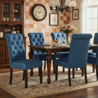 Sunvega Solid Wood Tufted Asons Dining Chairs Set of 2 with Velvety Soft Upholstery