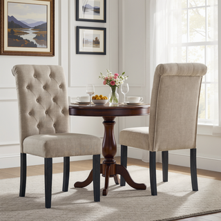 Sunvega Solid Wood Tufted Asons Dining Chairs Set of 2 with Velvety Soft Upholstery