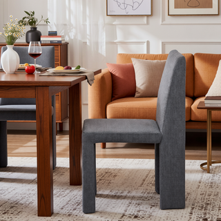 Sunvega Modern Gray Velvet Upholstered Dining Side Chairs with Solid Back Set of 2
