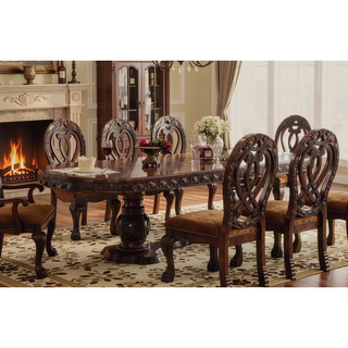 Sunvega Traditional Solid Wood Dining Chairs with Intricate Carved Details and Lion Claw Feet