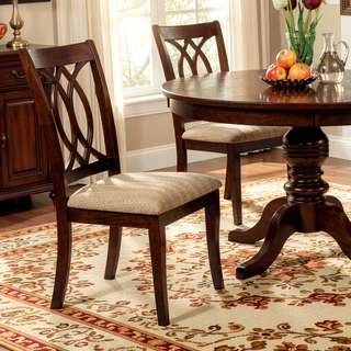 Sunvega Brown Cherry Padded Fabric Side Chairs Set of 2 for Dining Room
