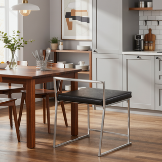 Sunvega Modern Stackable Dining Chairs with Upholstered Seat and Metal Frame Set of 2