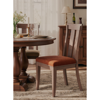 Sunvega Fabric Upholstered Maple Finish Armless Side Chair Set of 2