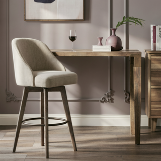 Sunvega Swivel Counter Stool with Medium High Back and Metal Ring Footrest
