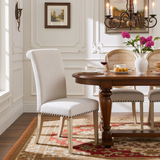 Sunvega Upholstered Parsons Dining Chair with Transitional Motif and Tapered Legs
