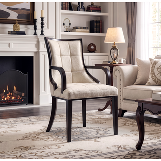Sunvega Traditional Solid Beech Wood Dining Armchair with Faux Leather and Velvet
