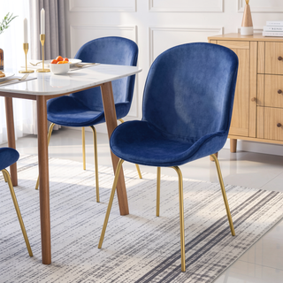 Sunvega Chic Wingback Side Chair with Plush Velvet Upholstery and Gold Metal Legs