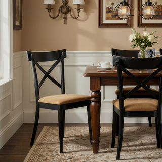 Sunvega Brown and Black Side Chairs with Padded Backrest and Seat for Dining