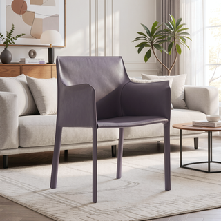 Sunvega Modern Dining Chair in Gray with Durable Metal Frame and Leatherette Upholstery