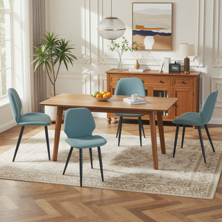 Sunvega Upholstered Dining Chairs with Soft Suede-Style Fabric and Metal Legs Set of 4