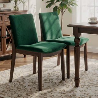 Sunvega Mid-Century Modern Solid Wood Dining Chair with Curved Back Rest