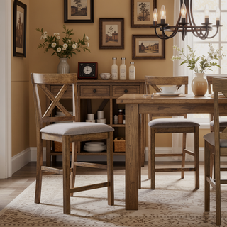 Sunvega Counter Height Dining Table with Storage Shelf in Weathered Gray Finish