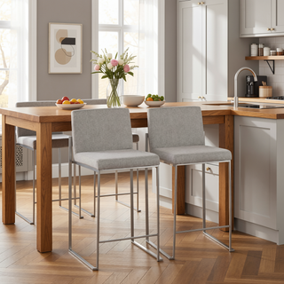 Sunvega Fuji Contemporary High Back Counter Stool with Padded Seat and Backrest