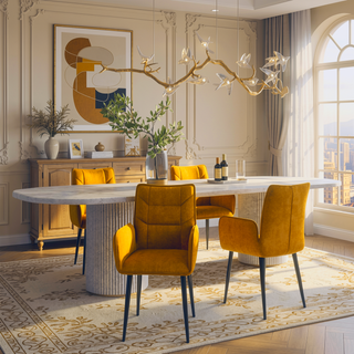 Sunvega Modern Velvet Dining Chairs with Soft Cushioned Seats and Iron Frames