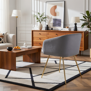 Sunvega Fran Contemporary Dining Chairs in Gold Metal and Silver Velvet Set of 2