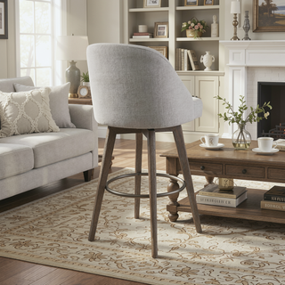 Sunvega Swivel Counter Stool with Medium High Back and Metal Ring Footrest