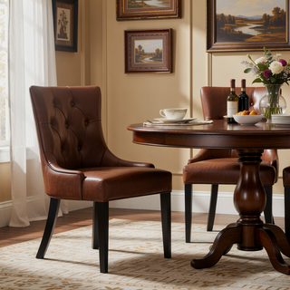 Sunvega Contemporary Upholstered Dining Chairs with Tufted Diamond Stitch and Wood Legs