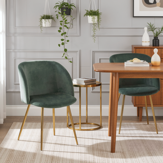Sunvega Fran Dining Chair with Velvet Upholstery and Tapered Metal Legs Set of 2