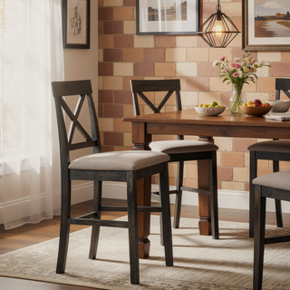 Sunvega Counter Height Dining Table with Storage Shelf in Weathered Gray Finish