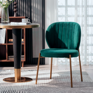 Sunvega Contemporary Velvet Upholstered Dining Chairs with Gold Metal Frame, Set of 2