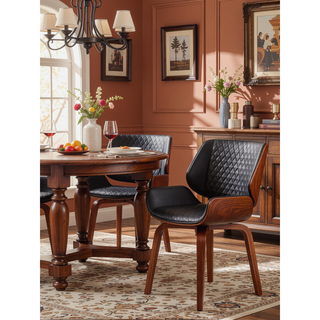 Sunvega Mid-Century Modern Dining Chair with 360° Swivel and PU Leather Upholstery