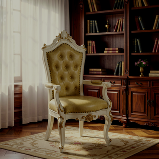 Sunvega Butterscotch and Antique Pearl Tufted Arm Chairs Set of 2 with Queen Anne Legs