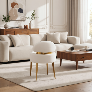 Sunvega Contemporary White and Gold Stainless Steel Arm Chairs for Dining Room