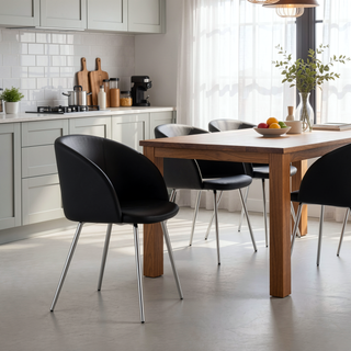 Sunvega Faux Leather Upholstered Dining Chairs with Metal Legs Set of 2