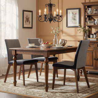 Sunvega Grey and Natural Walnut Upholstered Side Chairs with Sleek Curves for Dining